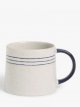 Triple Stripe Stoneware Mug, 330ml, Blue/White
