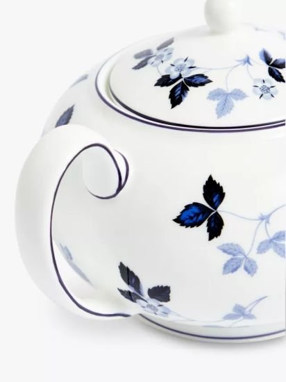 Wild Strawberry Bone China Teapot, 800ml, Inky Blue