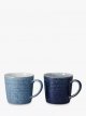 Studio Blue Ridged Mugs, 400ml, Set of 2